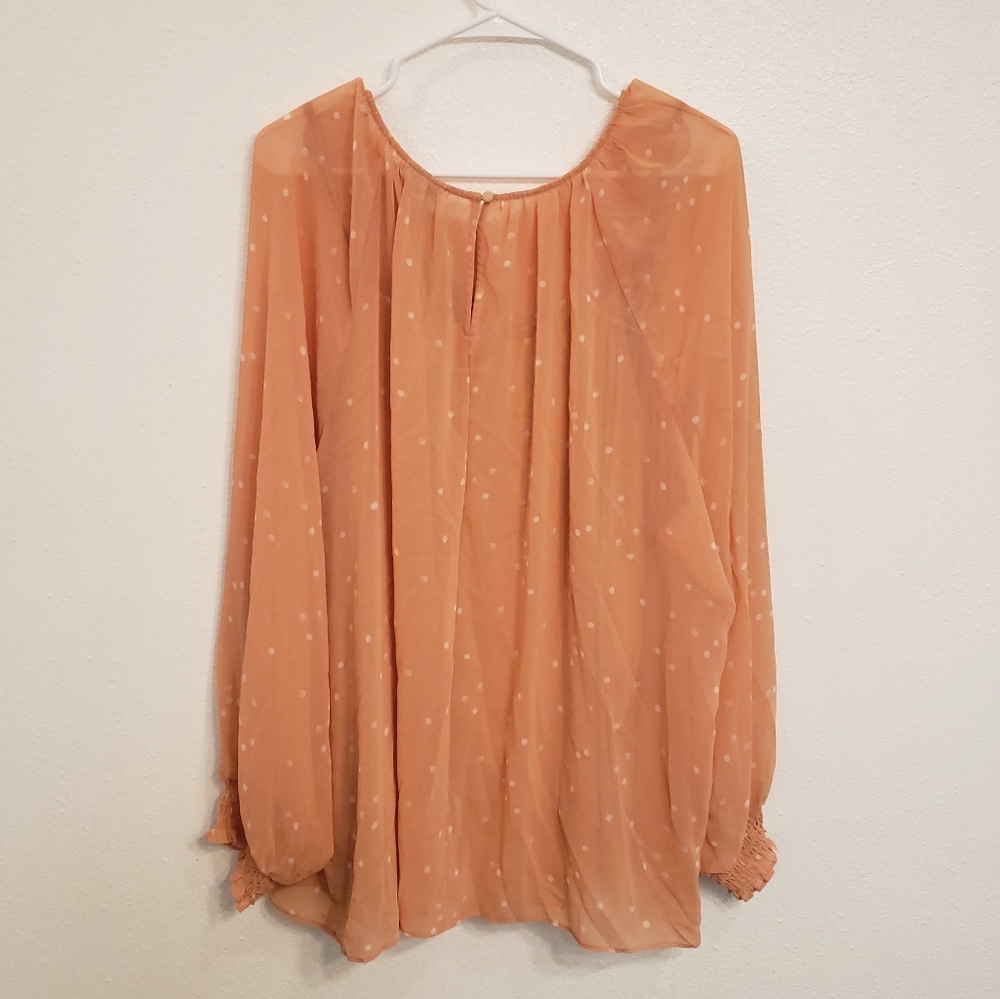 AVA & VIV Pink Polka Dot Blouse 4X